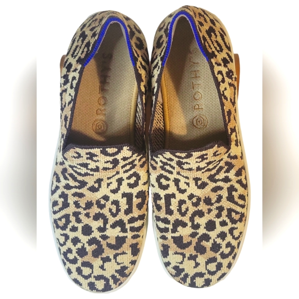 Rothy's Leopard Print Sneakers with Blue Accent